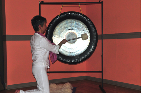 Susan Tauster Performing Kundalini Gong Meditation